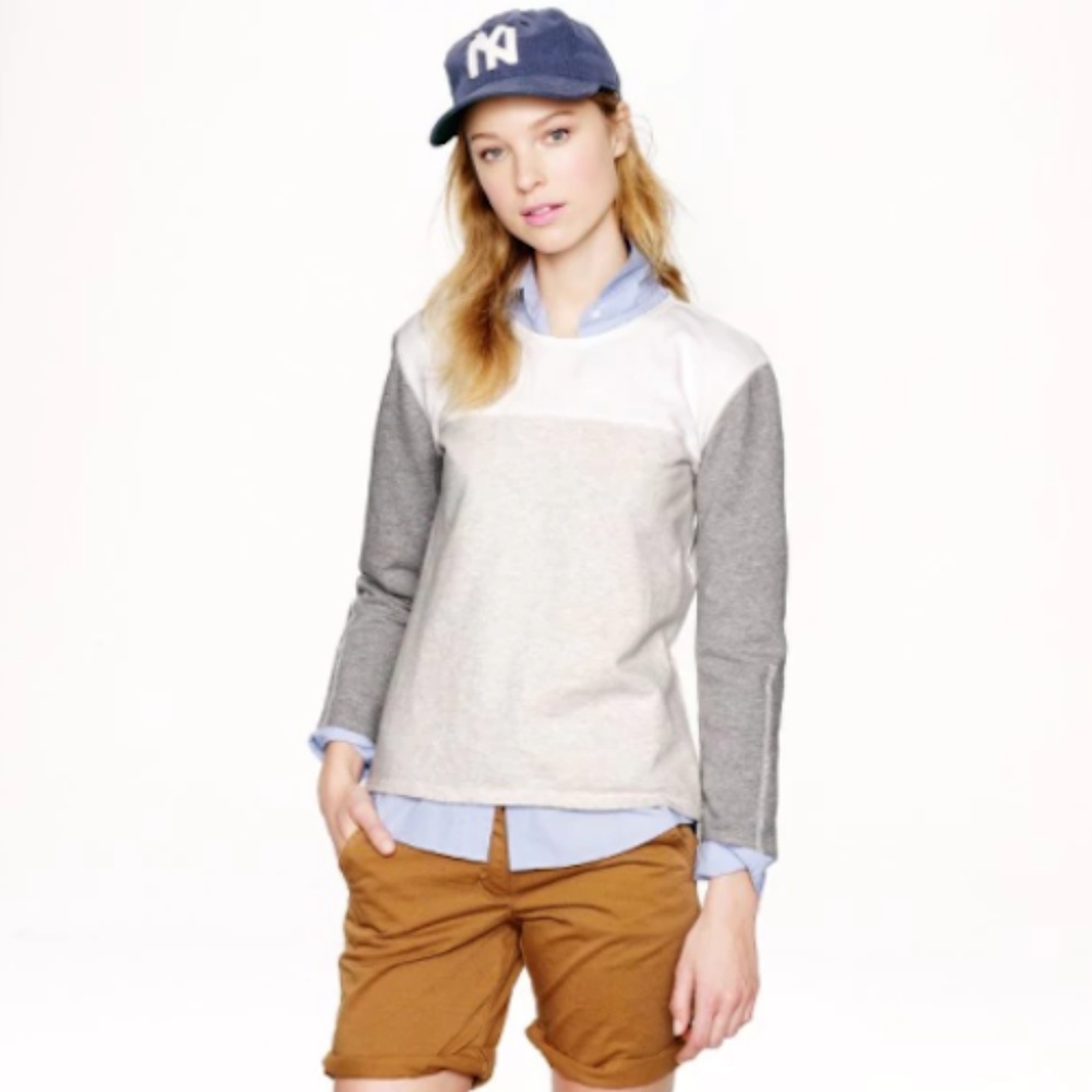 J. Crew Back Zip Colorblock Sweatshirt Size Small